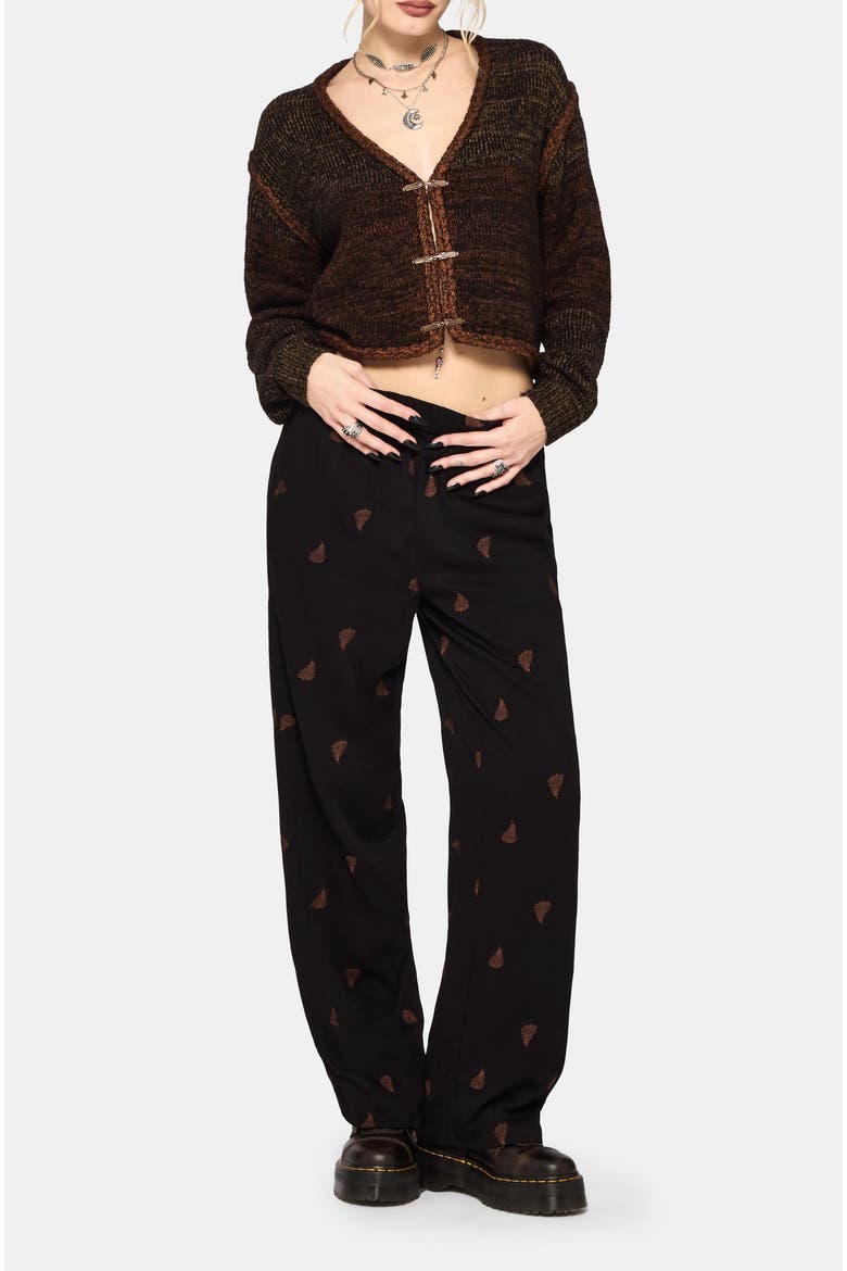 Ruin Fern Embroidered Wide Leg Trouser, Main, color, Black