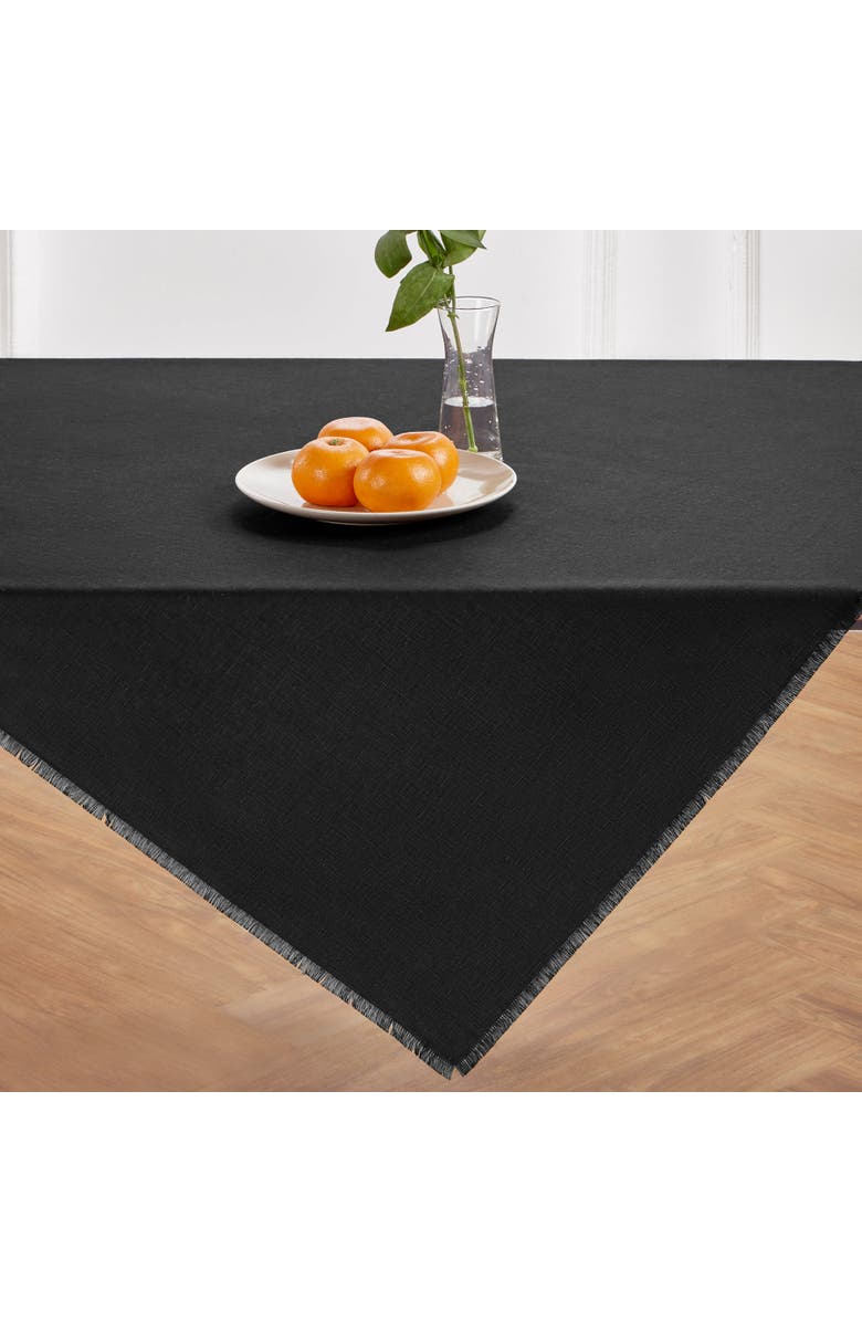 Solino Home Linen Table Throw - Fringe, 52" x 52", 52" x 52", Main, color, Black
