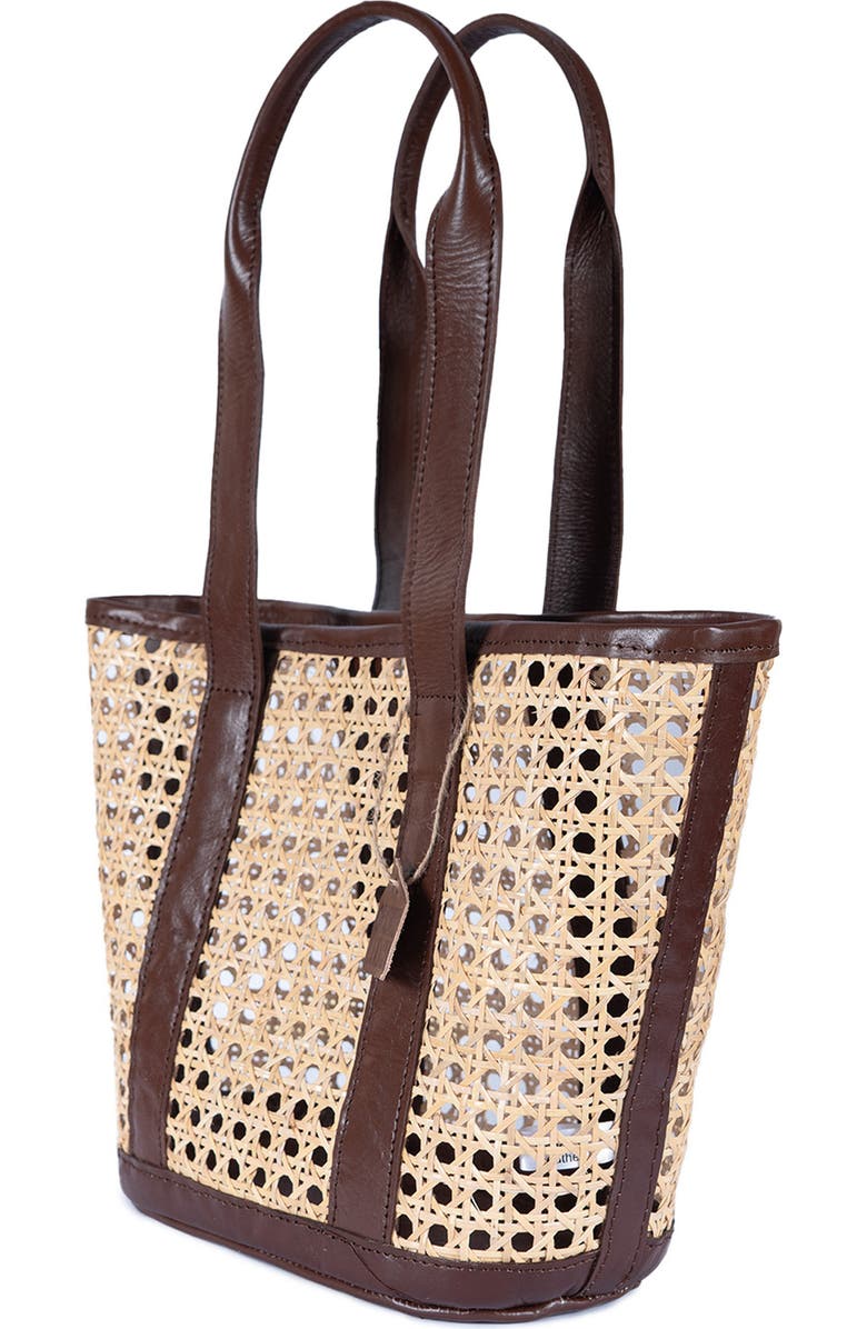 Jelavu Sandi Rattan & Leather Tote Bag, Alternate, color, Chocolate