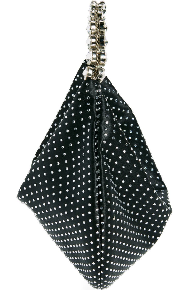 L’alingi Mini Rhinestone Dotted Satin Hobo Bag, Alternate, color, Black
