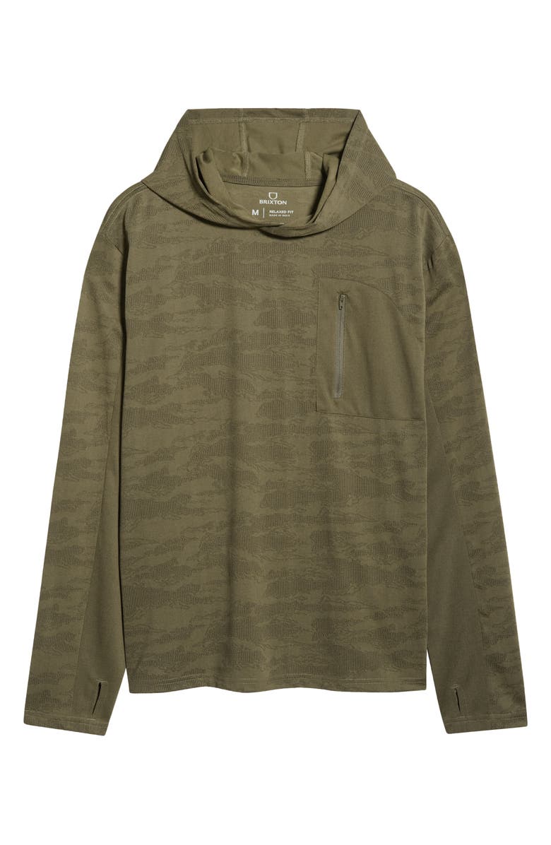 Brixton Journey Water Resistant Performance Sun Hoodie, Alternate, color, Olive Tiger Camo