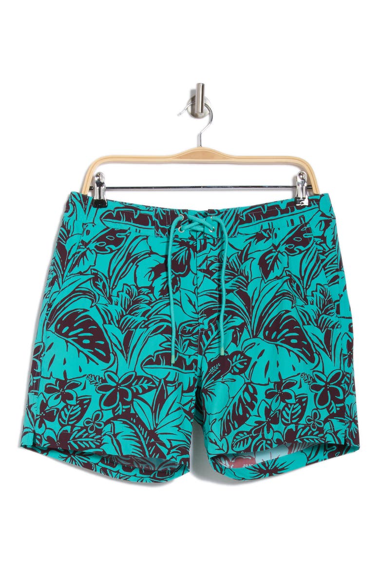 Flower Pool Swim Trunks, Alternate, color, AQUALINE