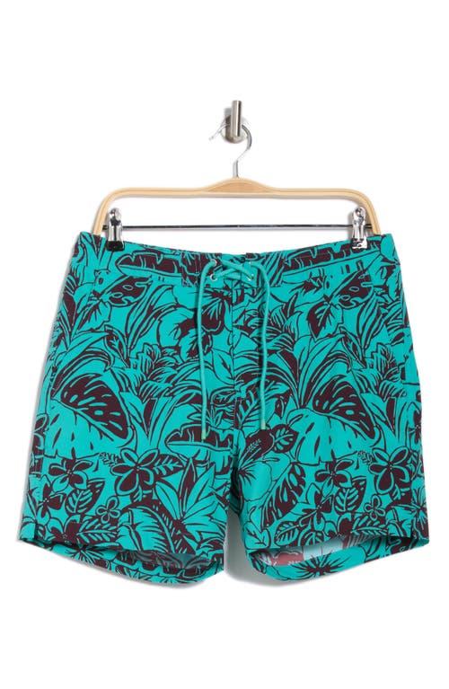 Tori Richard Flower Pool Swim Trunks In Aqualine