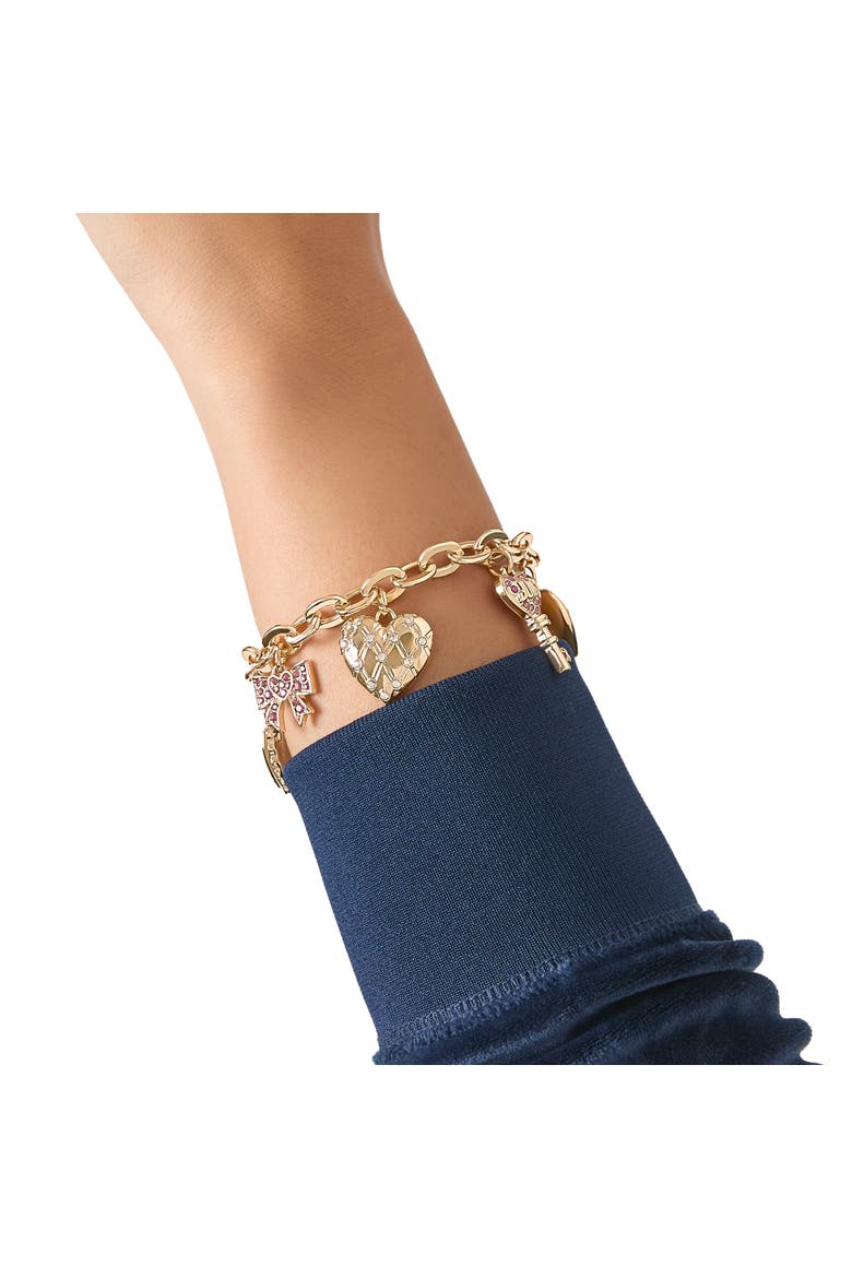 Heart & Key Charm Bracelet, Alternate, color, Gold Tone