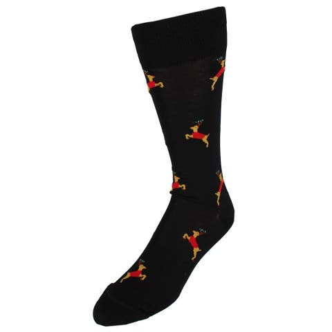 Flying Reindeer on Christmas Eve Novelty Mid Calf Mercerized Cotton Socks (1 Pair)