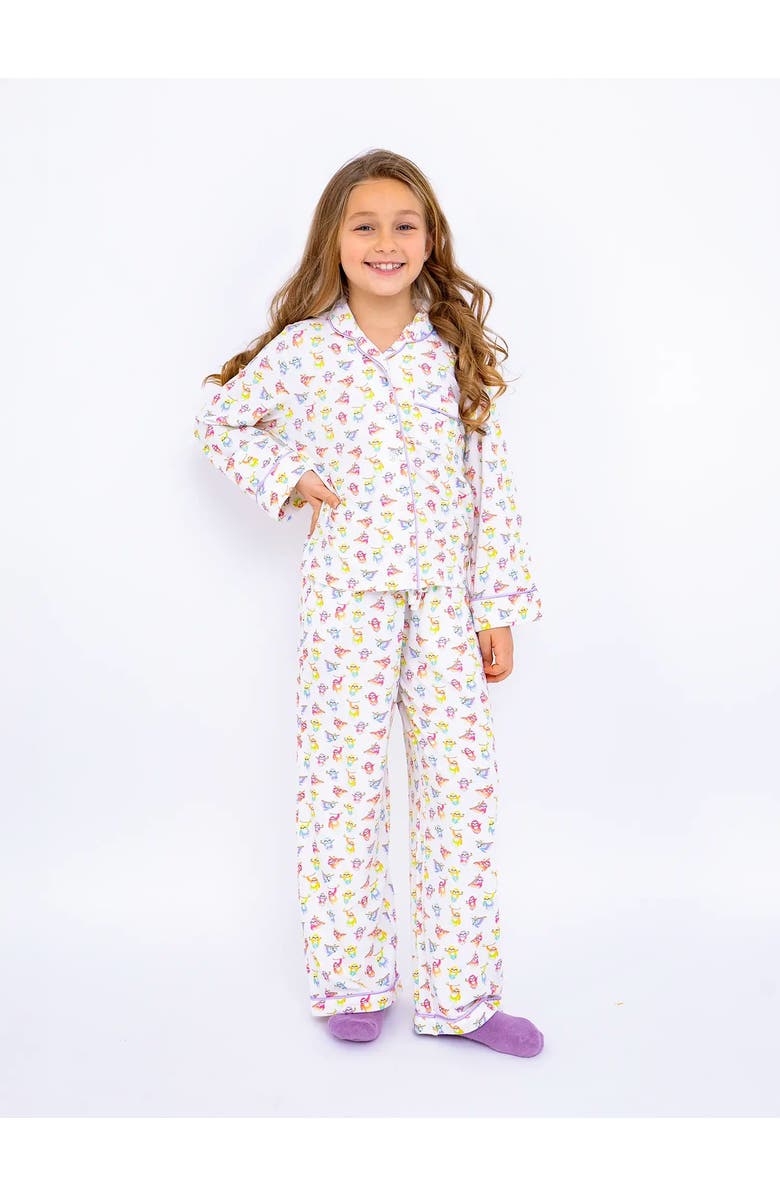 Preppy Goose Sloth Printed Jersey Long Sleeve Pajama Pant Set, Main, color, Ivory