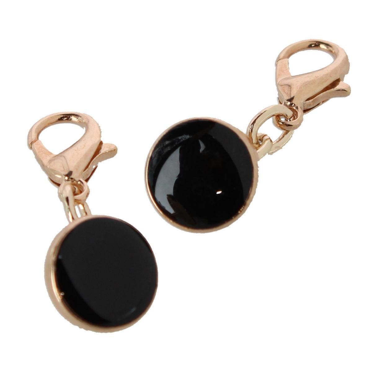 Black Button with Gold Chain