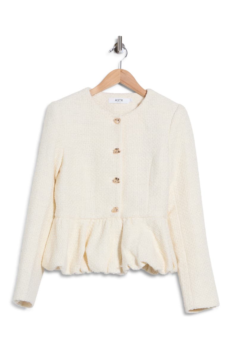 Nicolle Peplum Jacket, Main, color, CREAM