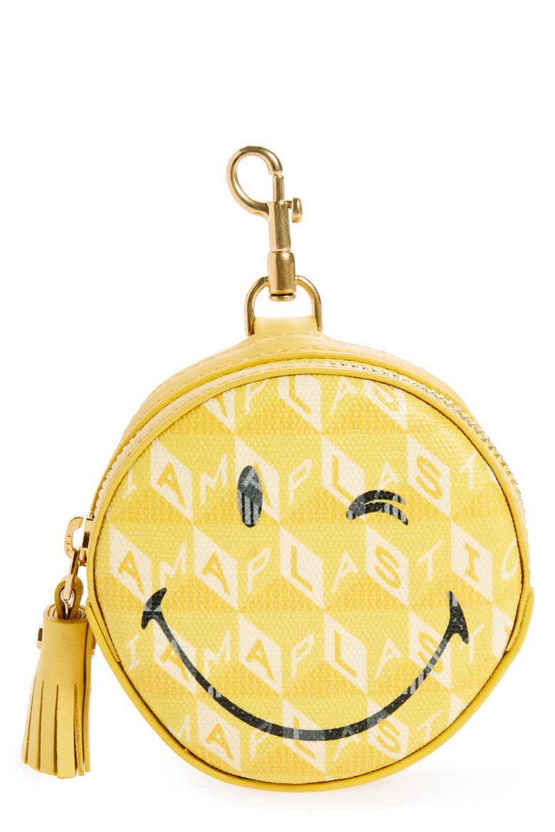 Wink Canvas Earbud Pouch, Main, color, LEMON CURD / YELLOW JADE