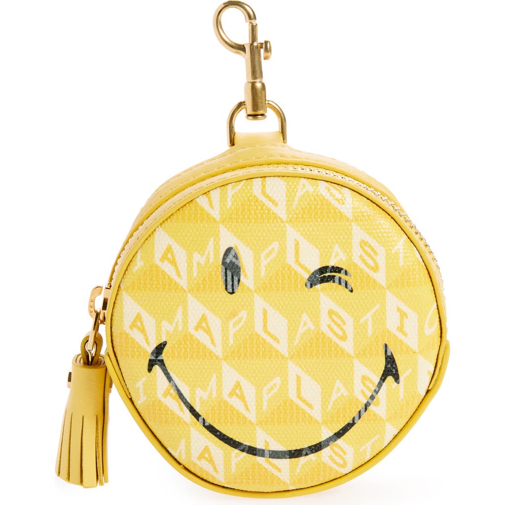 Anya Hindmarch Wink Canvas Earbud Pouch in Lemon Curd/yellow Jade at Nordstrom