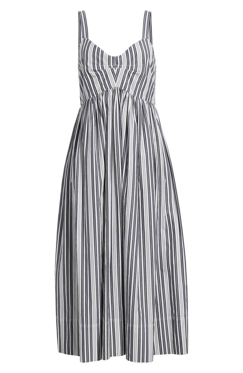 THE GREAT. The Reyes Stripe Cotton Midi Sundress, Alternate, color, Parchment Stripe