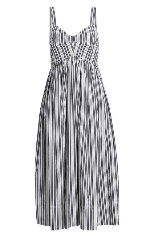 The Great . The Reyes Stripe Cotton Midi Sundress In Parchment Stripe