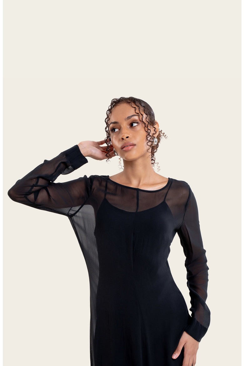 Monroe Silk Maxi Dress Set, Alternate, color, Black