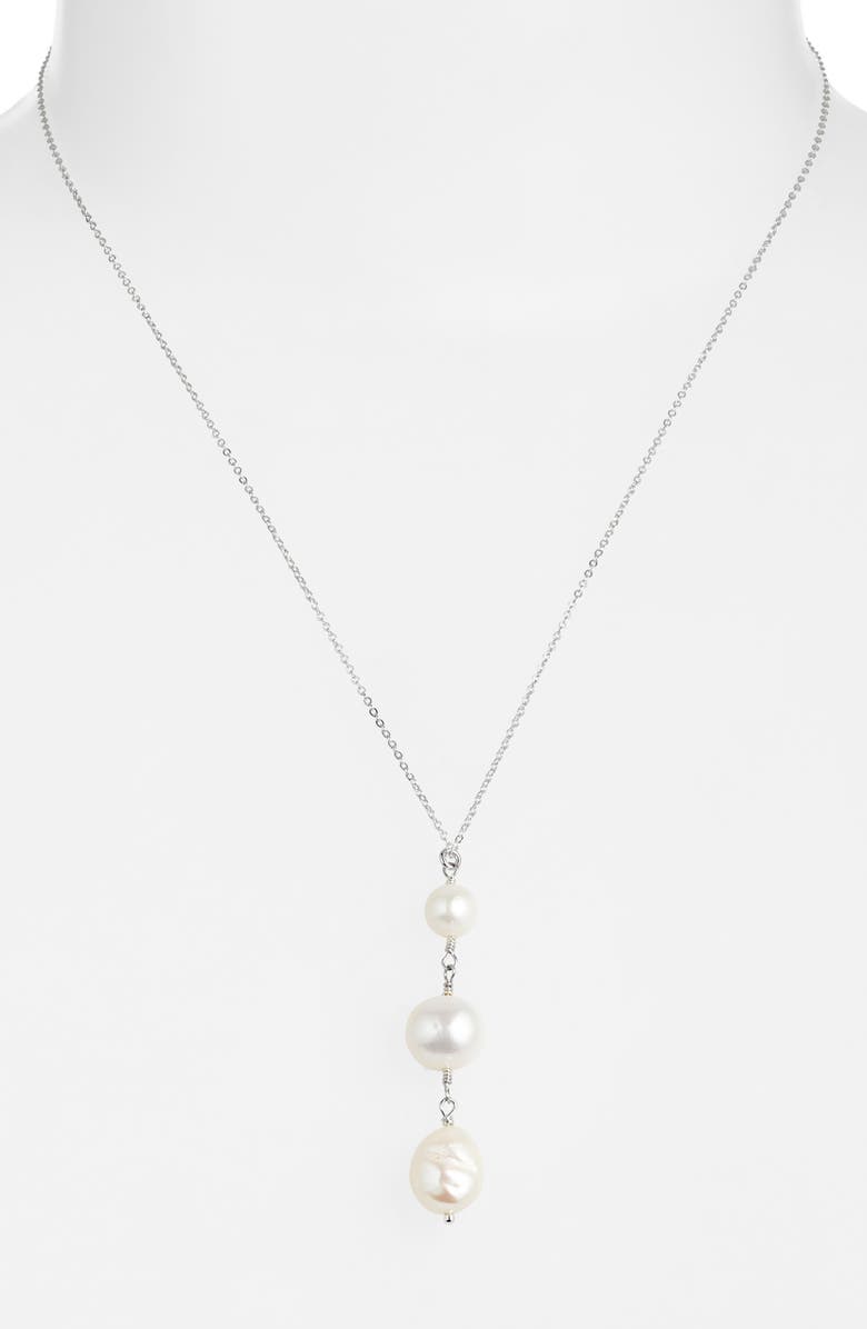 Set & Stones Clove Three Pearl Pendant Necklace, Alternate, color, Pearl/ Silver