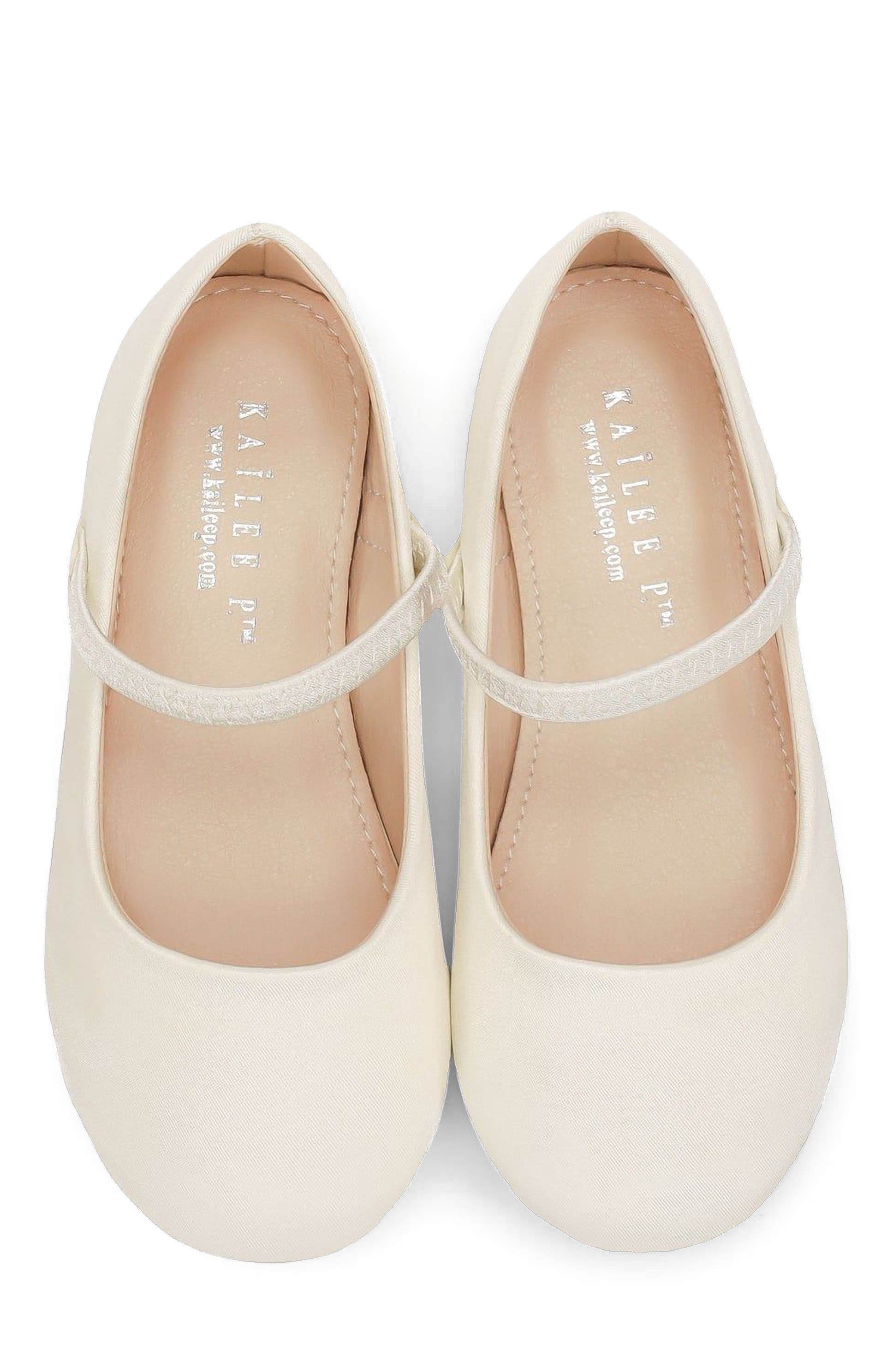 Freeman Satin Mary Jane Flats, Alternate, color, Ivory