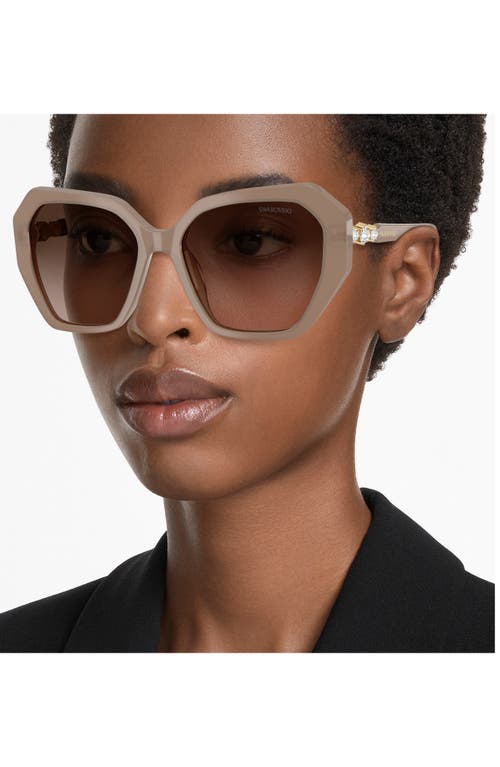 Swarovski 56mm Polarized Irregular Geometric Sunglasses In Neutral