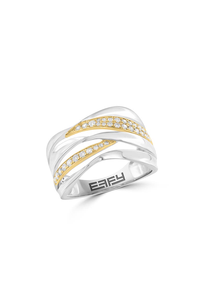 Two-Tone Diamond Swirl Ring, Main, color, GOLD