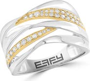 EFFY Two-Tone Diamond Swirl Ring