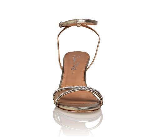Joan Oloff Shoes Fame Ankle Strap Sandal Heel In Gold