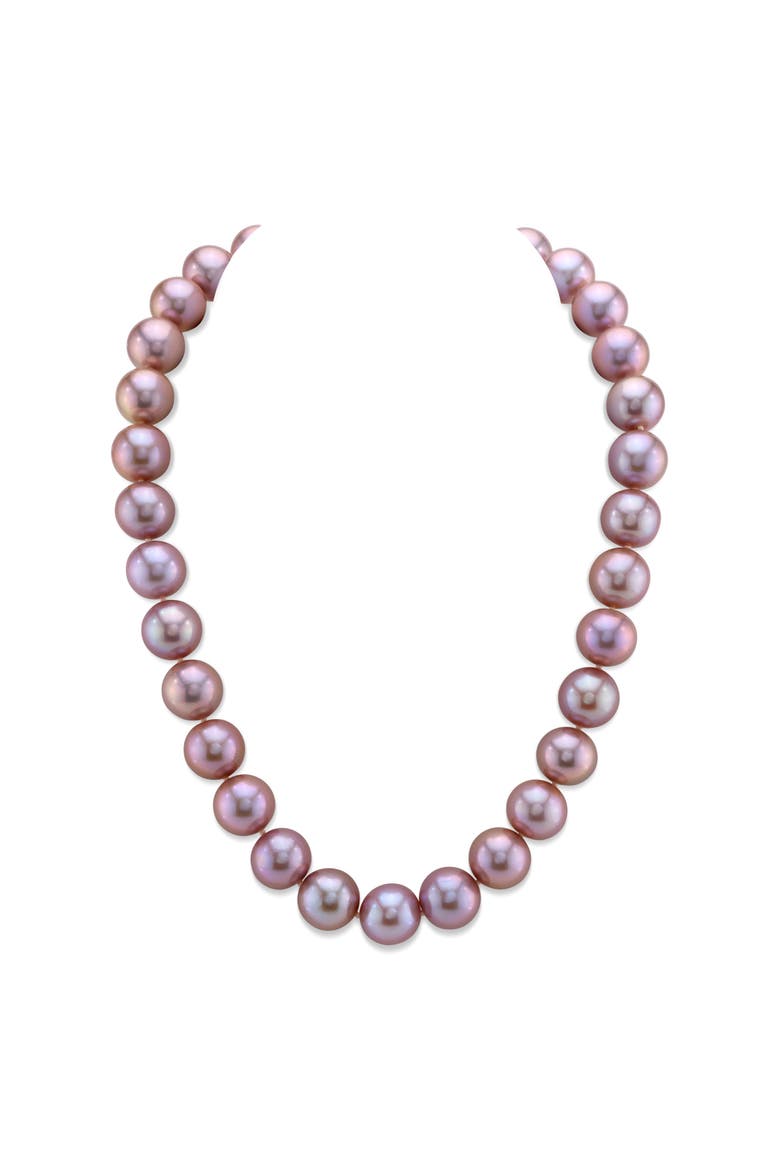12-14mm Pink Freshwater Pearl Necklace - AAA Quality, Main, color, Yellow Gold Clasp
