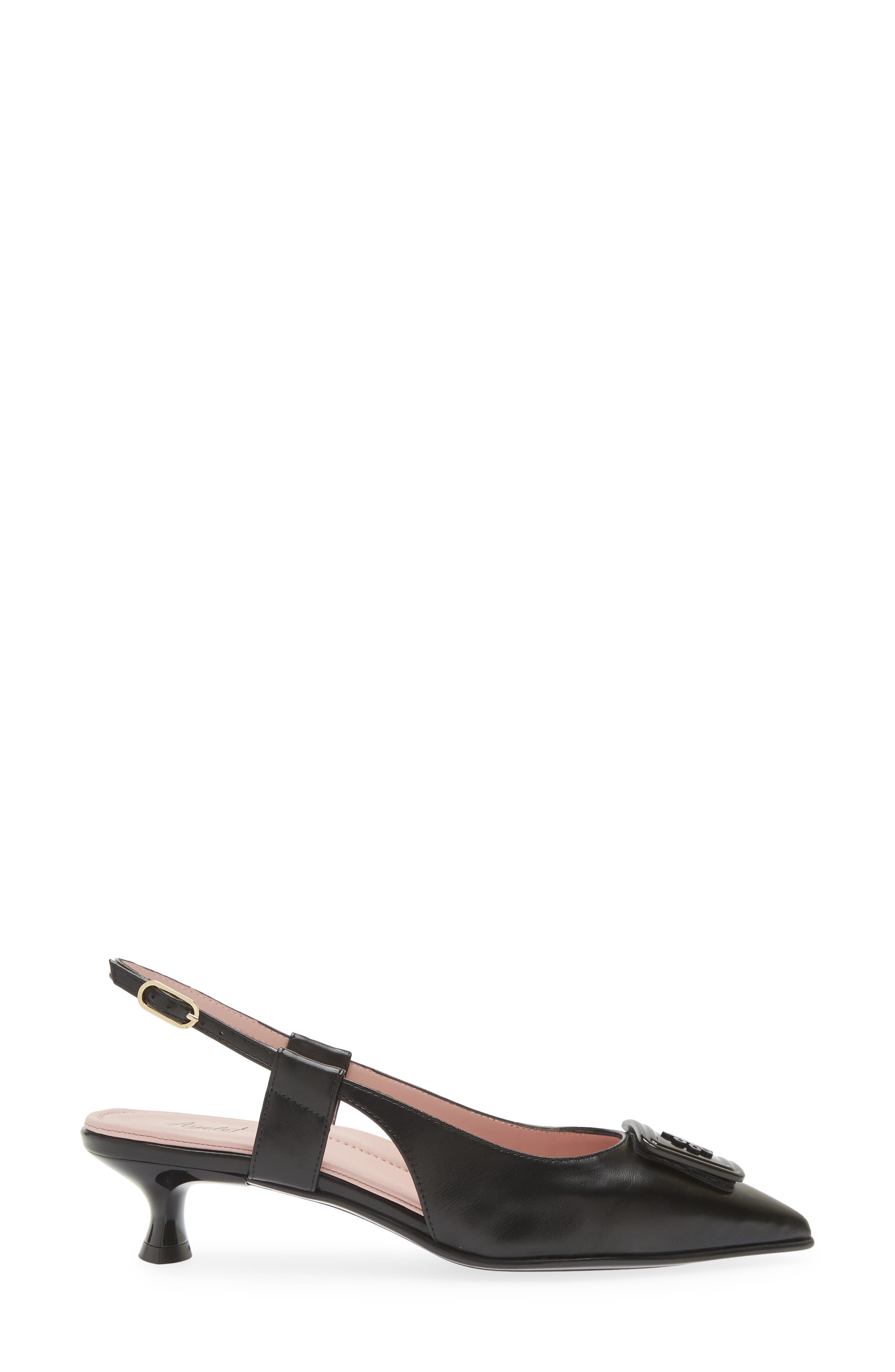 Naot Amber Pointed Toe Slingback Pump, Alternate, color, Black Sheen Leather