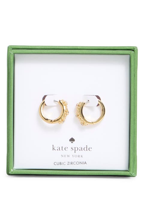 flower cubic zirconia huggie hoop earrings