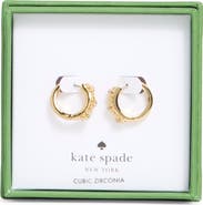 Kate Spade New York flower cubic zirconia huggie hoop earrings