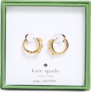 Kate Spade New York flower cubic zirconia huggie hoop earrings