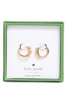 flower cubic zirconia huggie hoop earrings
