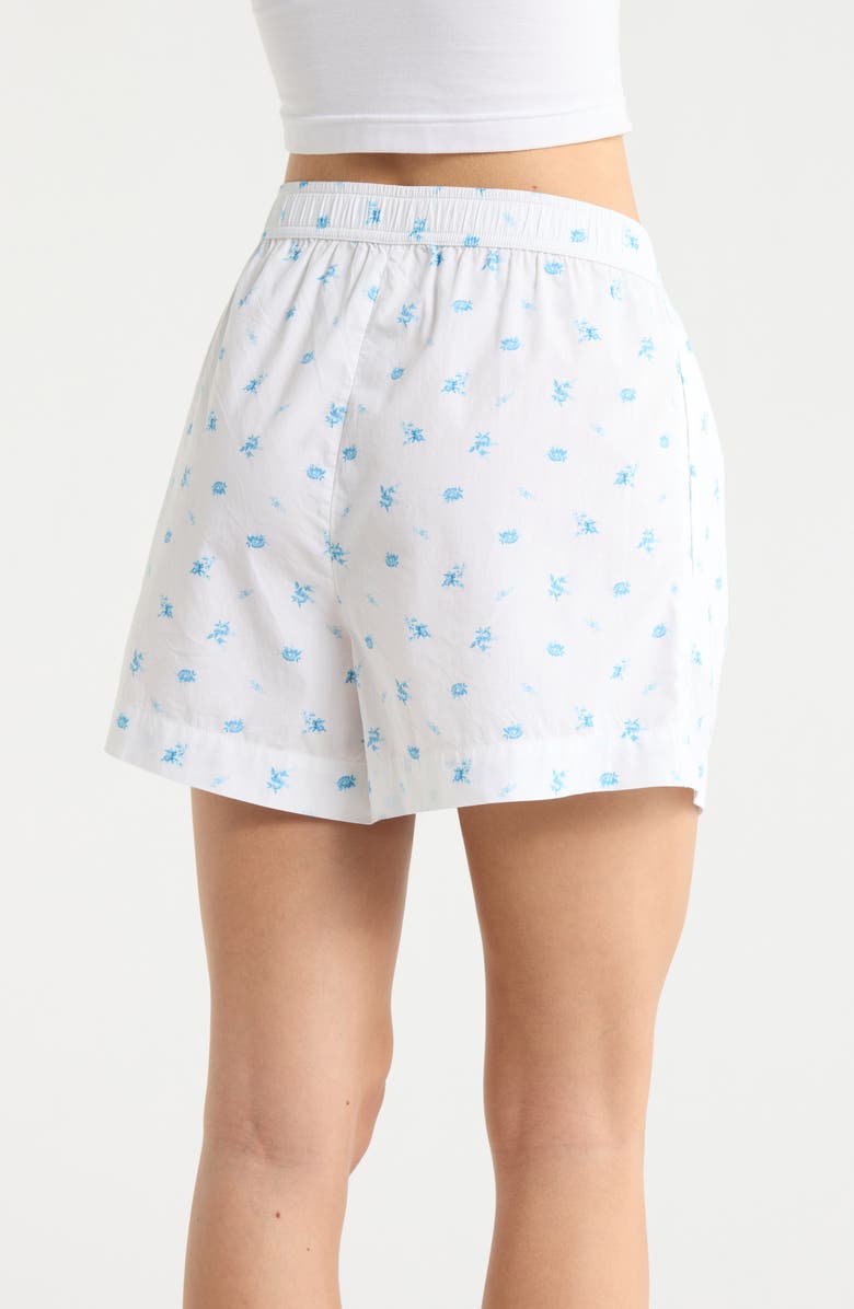 Open Edit Oversize Boyfriend Boxer Shorts, Alternate, color, White- Blue Sabrina Ditsy