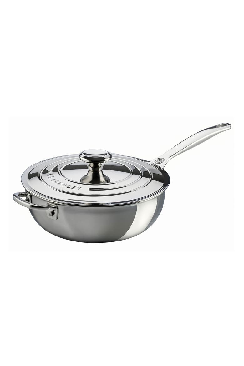 3.5-Quart Stainless Steel Saucier with Lid, Main, color, STANLESS STEEL