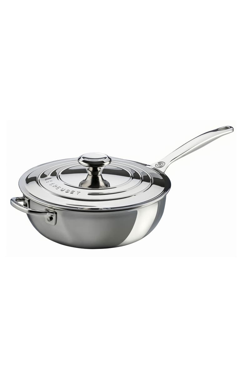 Le Creuset 3.5-Quart Stainless Steel Saucier with Lid, Main, color, Stanless Steel