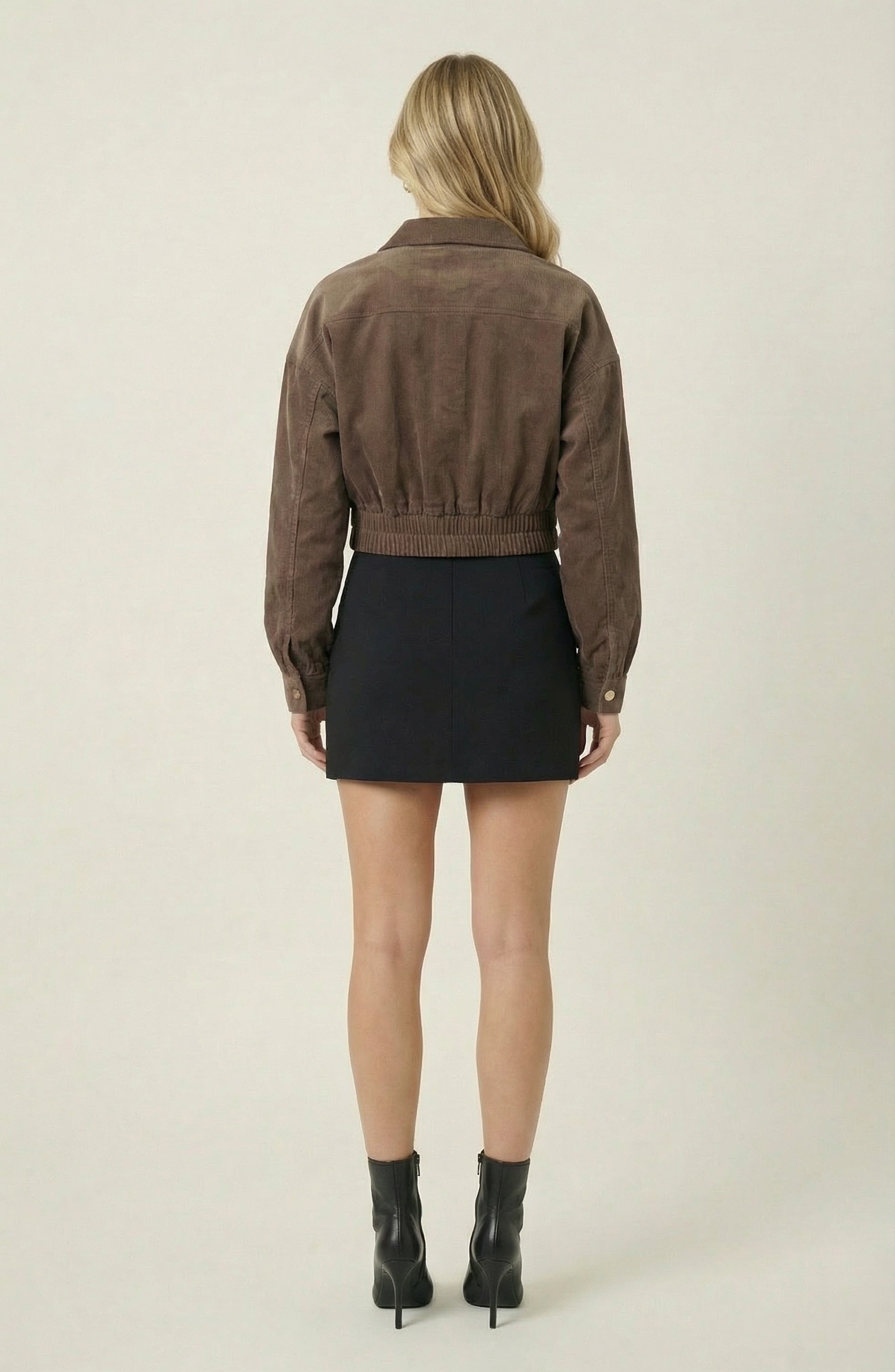 Cropped Collared Button-Up Stretch Hem Jacket - image 2