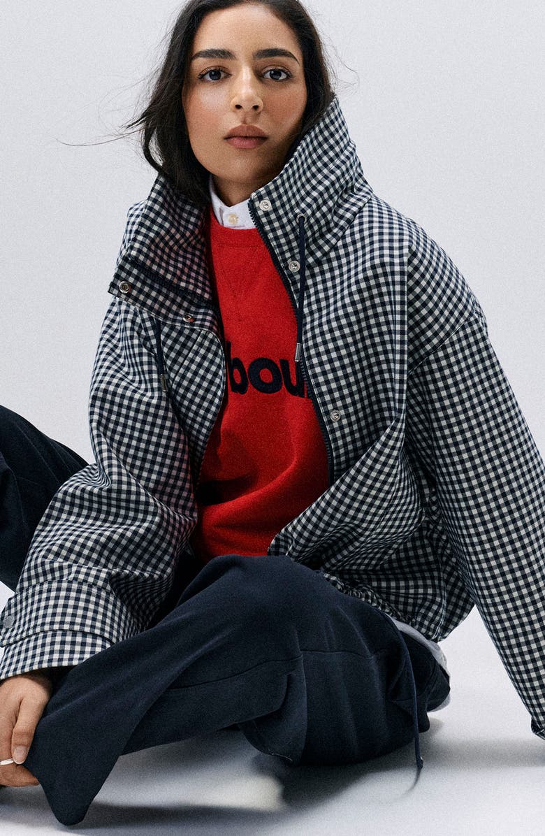 Barbour Bronwyn Showerproof Water Resistant Gingham Jacket, Alternate, color, Navy Gingham