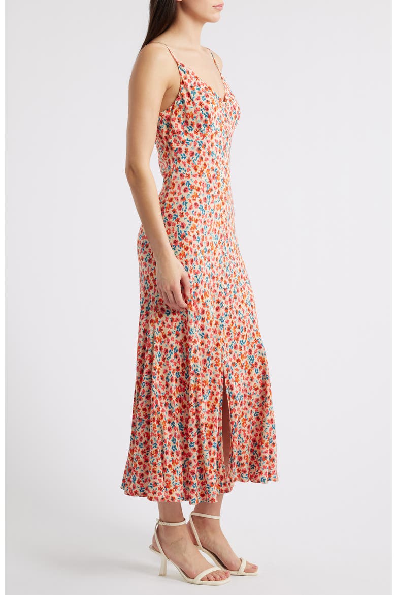 Florian Floral Midi Dress, Alternate, color, RED POSY