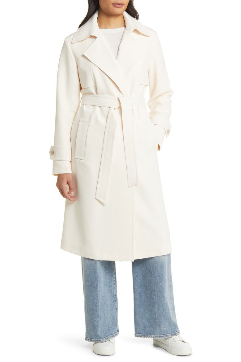Tie Waist Trench Coat, Main, color, LINEN