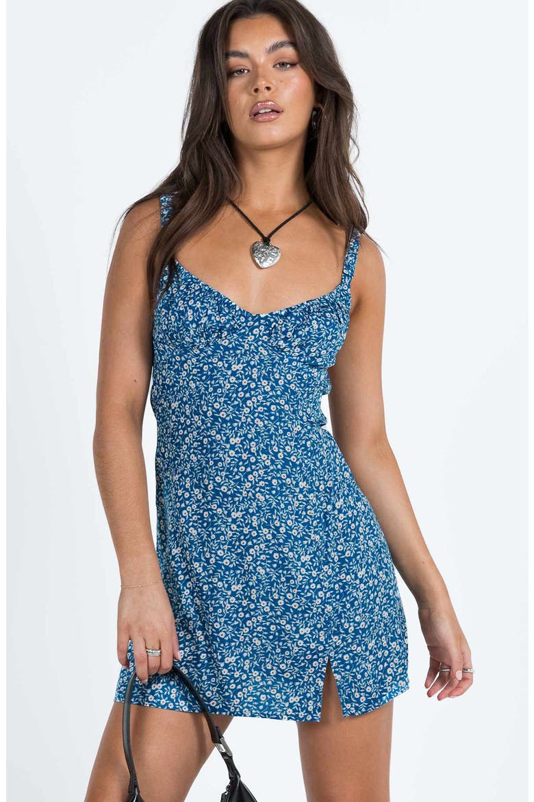 Georgia Floral Print Sleeveless Minidress, Alternate, color, BLUE
