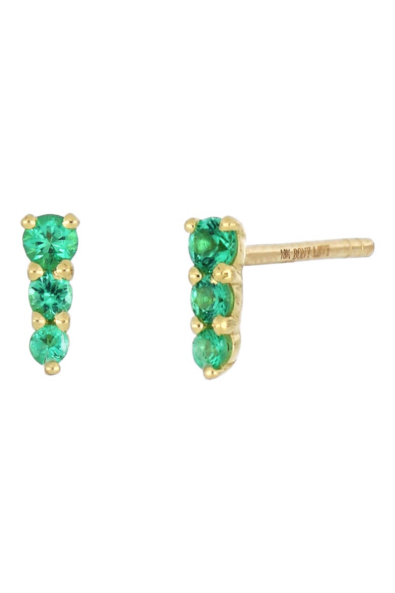 El Mar Emerald Stick Stud Earrings (Nordstrom Exclusive), Main, color, 18KY
