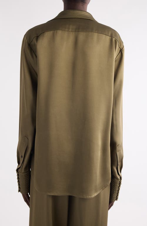 Dries Van Noten Celinta Satin Button-up Shirt In Green