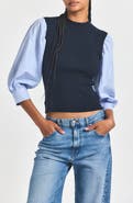 Derek Lam 10 Crosby Tirza Mixed Media Top