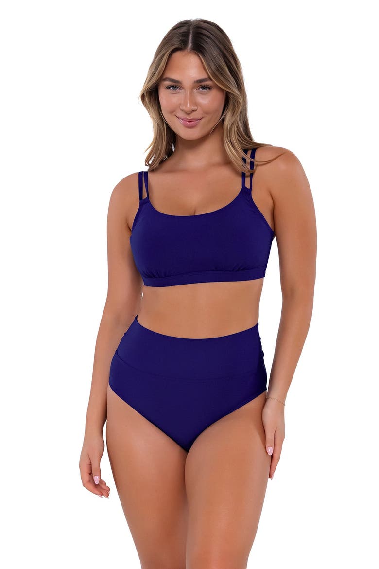 Hannah High Waist Bikini Swim Bottoms, Alternate, color, Indigo