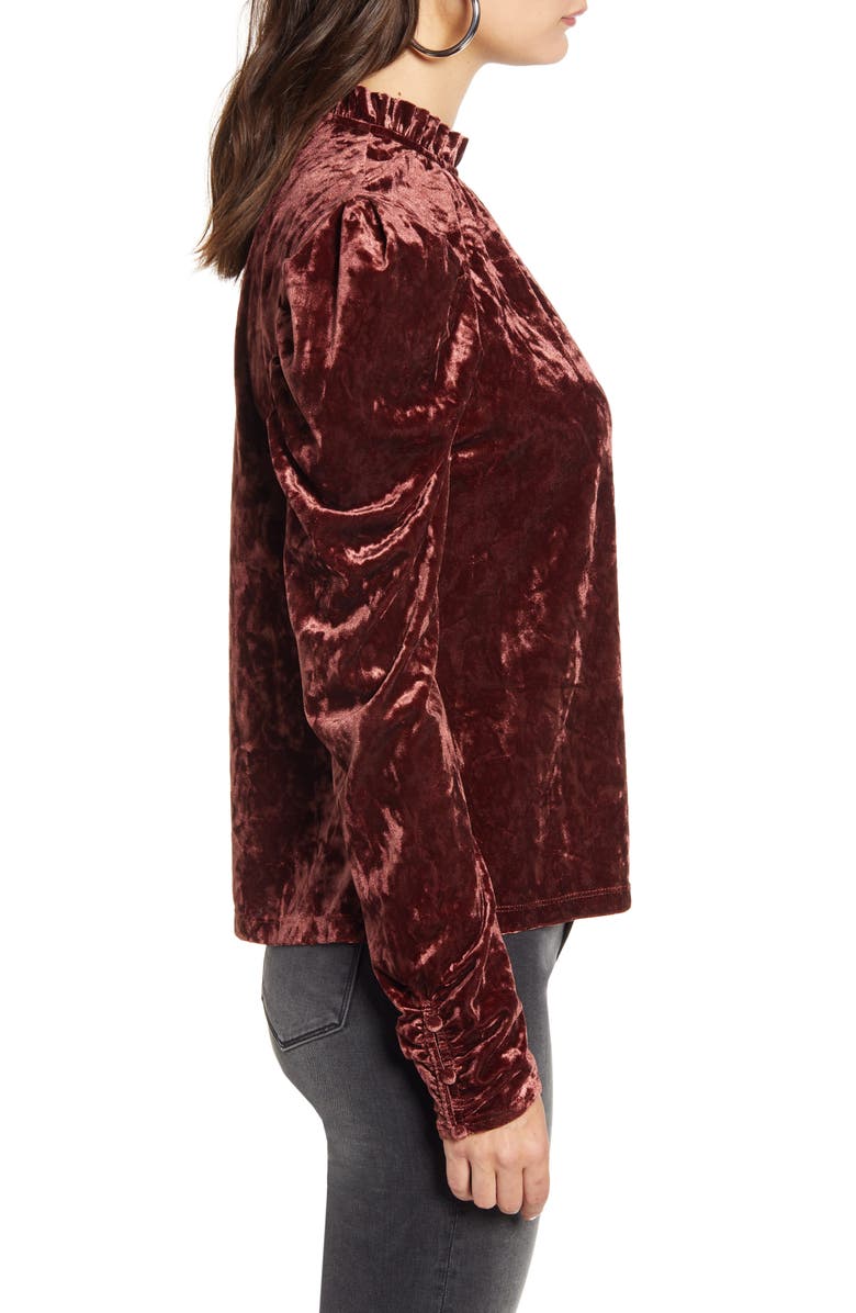 WAYF Erika Victorian Crushed Velvet Top, Alternate, color,