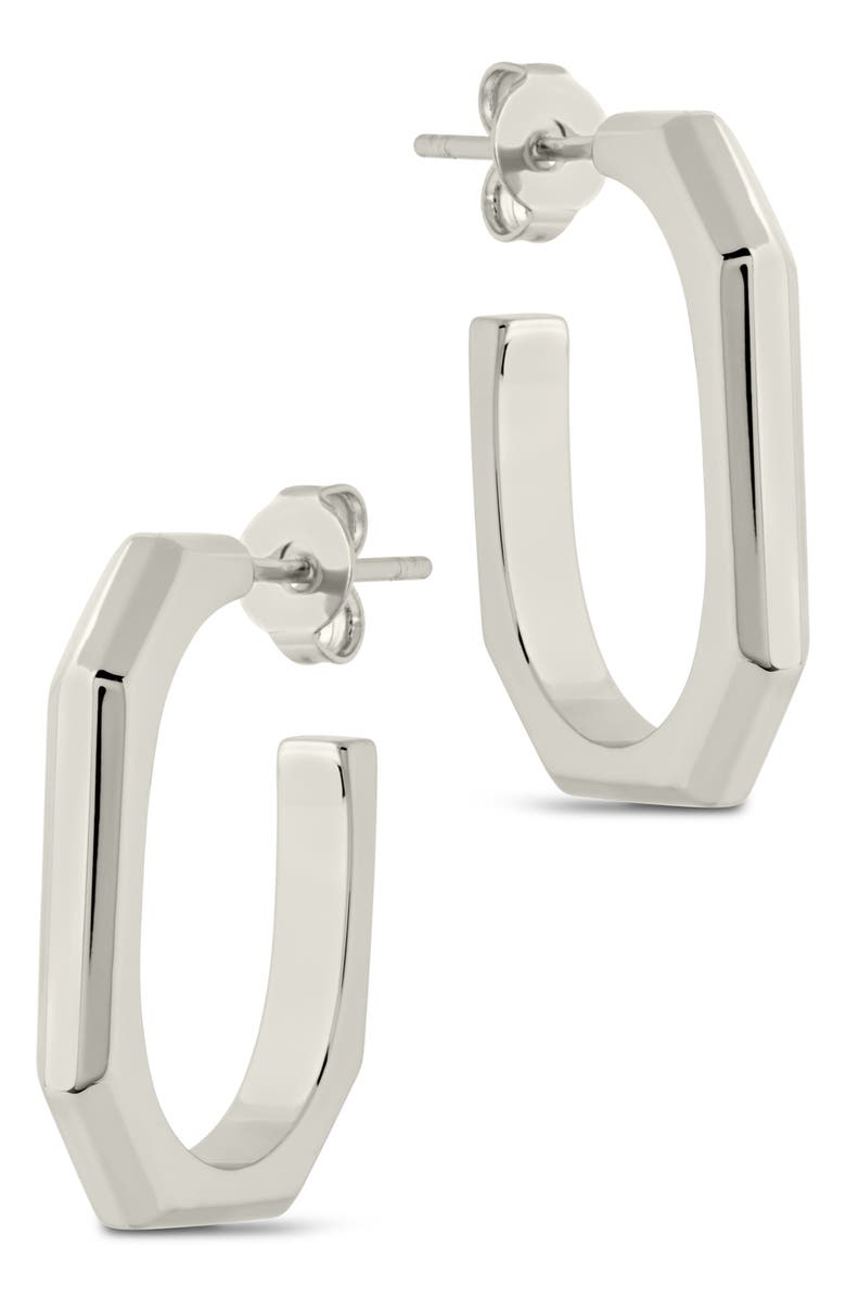 Sterling Forever Thea Geometric Hoop Earrings, Alternate, color, 