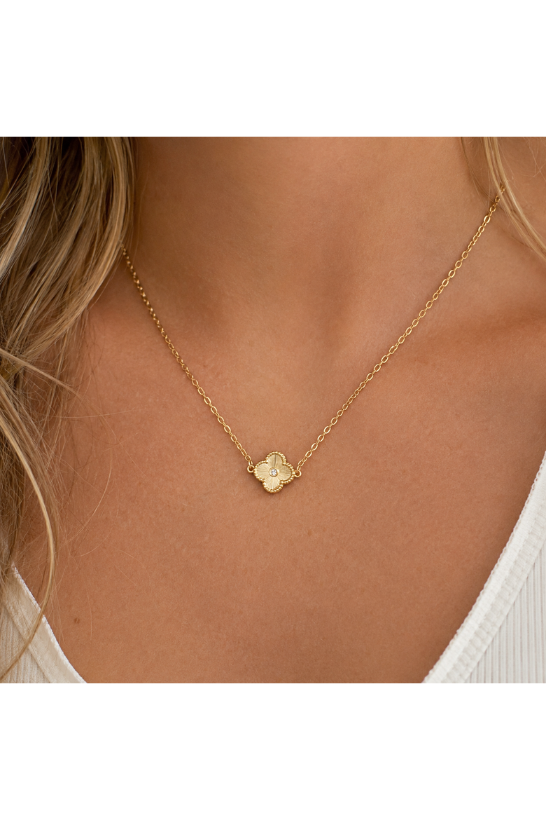 Arden Gold Clover Necklace, Alternate, color, Gold