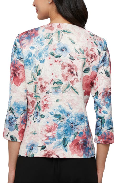 Alex Evenings Metallic Jacquard Tank Top & Jacket Set In Blue