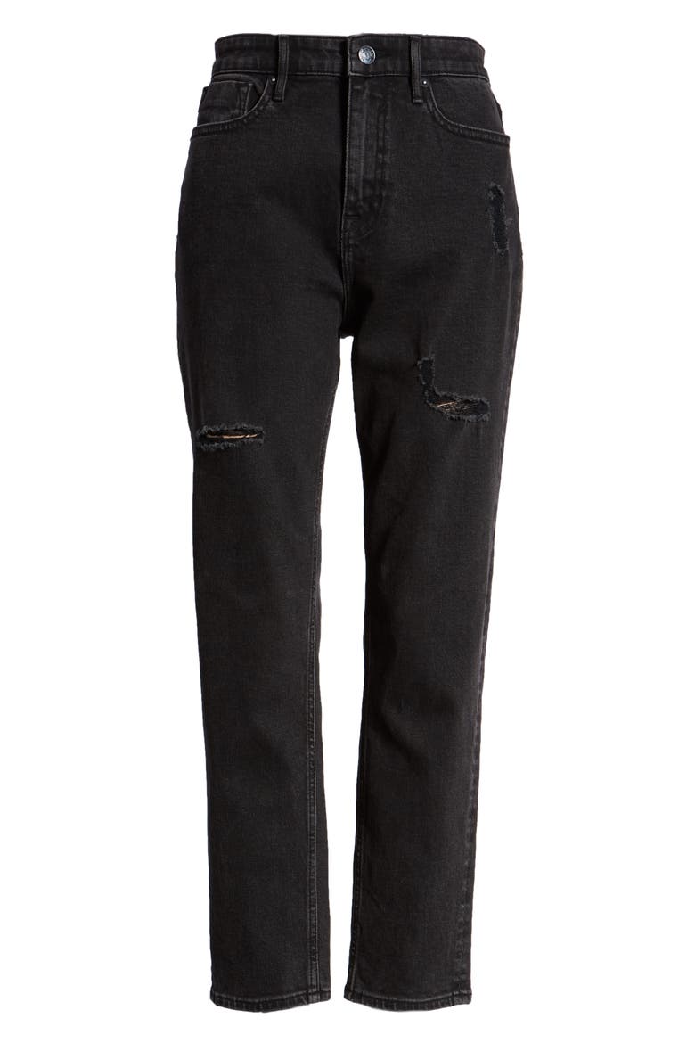 High Waist Crop Mom Jeans, Alternate, color, WASHED BLACK