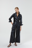 LANHTROPY Culotte Metallic Linen Pant