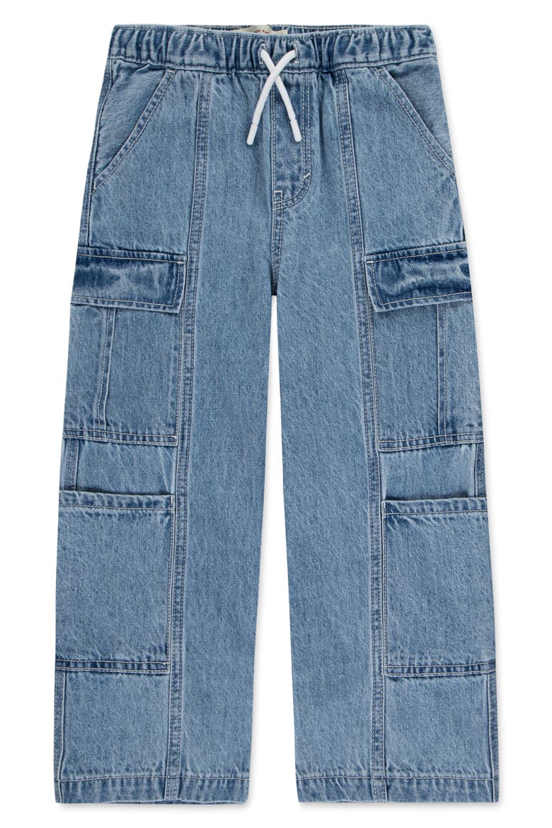 Kids' Wide Leg Parachute Cargo Jeans, Alternate, color, FULLY BAKED