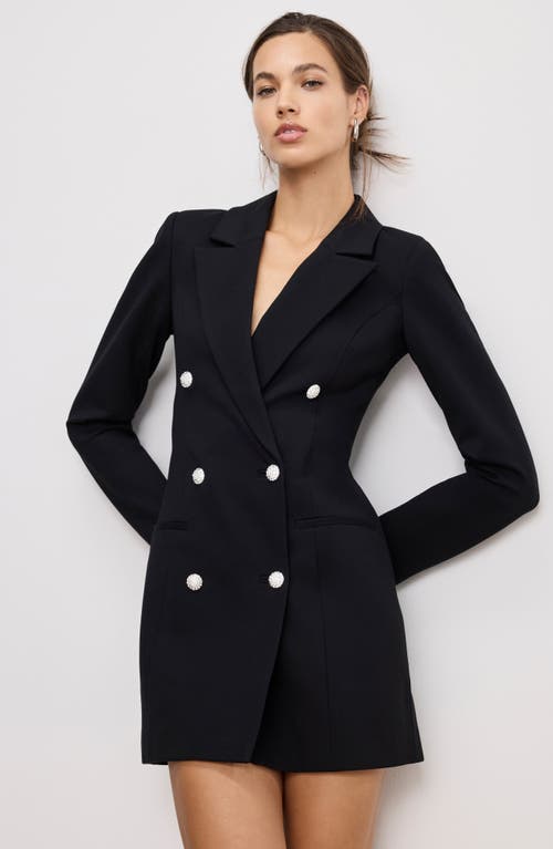 Good American Luxe Suiting Exec Long Sleeve Blazer Minidress In Black