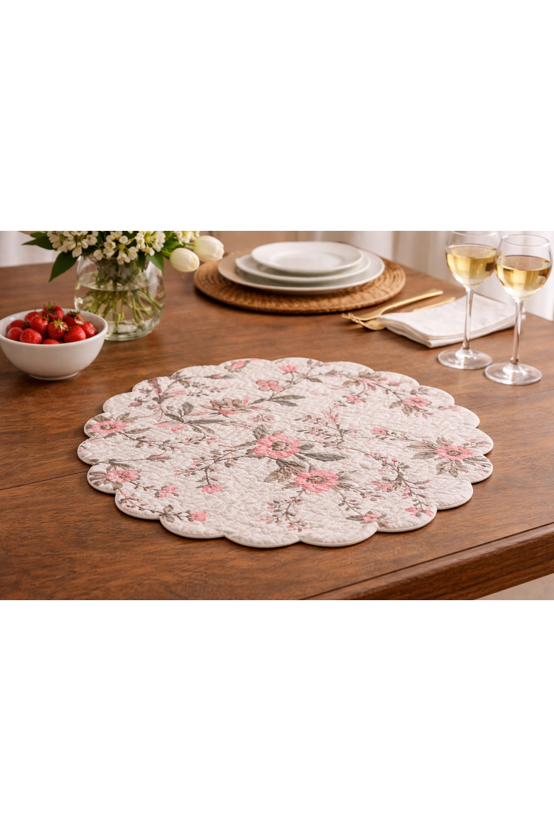 Colonial Williamsburg Blair Garden Flowers 100% Cotton Round Set of 6 Placemats 17", Alternate, color, Brown